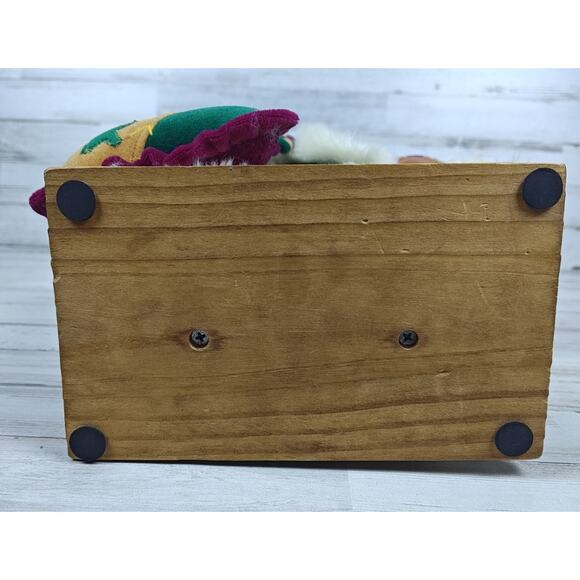 Vintage Kmart Trim A Home Plush Bear 15" Christmas Decoration Wood Base No Tag - Picture 5 of 13